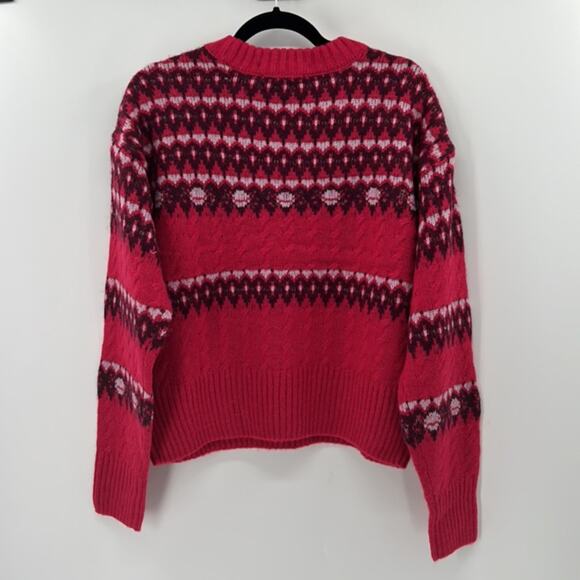 Scotch & Soda Cable Knit Fair Isle Pullover Sweater - Pink - XL - New with tags - Picture 7 of 7